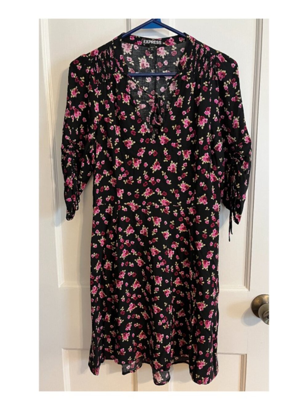 Express black and pink floral dress
